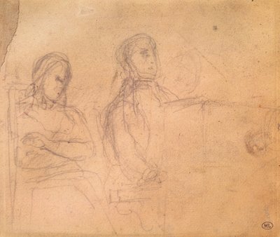 Studie voor een Portret van Frederic Chopin (1810-49) en George Sand (1804-76) door Ferdinand Victor Eugene Delacroix